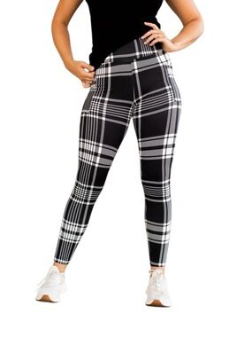 Julia Rose Luxe Leggings Black and White Plaid size TC (12-18)